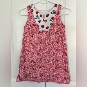 Petit Peony girls dress size 6 pink and red strawberries